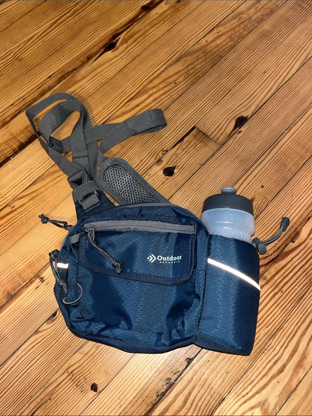 Navy Blue Outdoor and Hiking Fanny Pack with Bottle